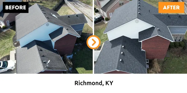 Richmond roof replacement before and after